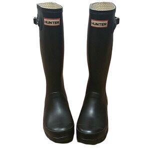 Hunter Black Matte Women's Original Tall Rubber Rain Boots Size 5